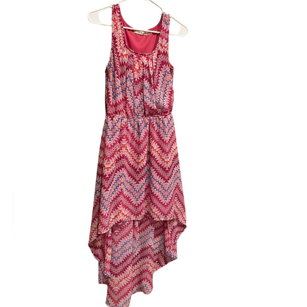 Girls size large multi color high low dress